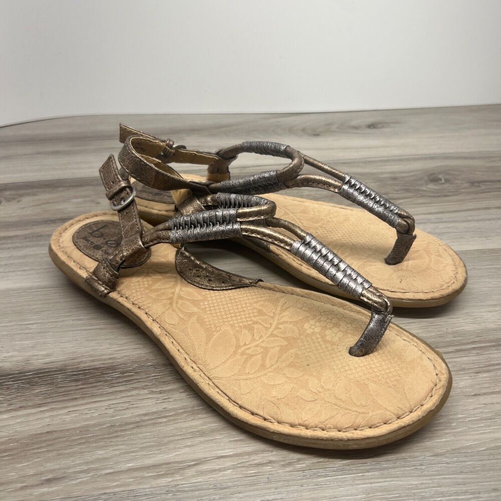 BOC Women's Cercei Sandals Size 8 / 39 Slingback Thong Leather Metallic